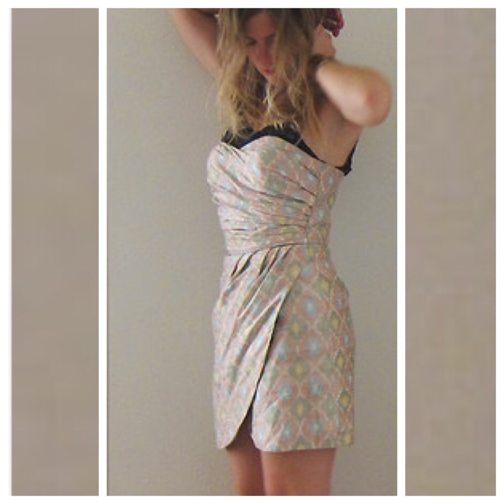 Leyendecker Silk Pastels Strapless Dress S4